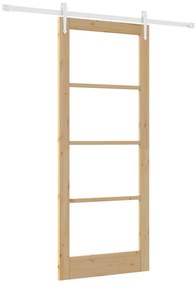 vidaXL Ολισθητή Πόρτα Καφέ 86 x 211 cm Ξύλο και μέταλλο