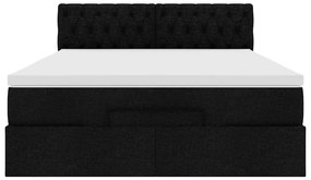 vidaXL Οθωμανικό κρεβάτι με στρώμα Μαύρο 140x200cm Ύφασμα