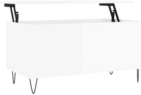 vidaXL Τραπεζάκι Σαλονιού Γυαλ. Λευκό 90x44,5x45 εκ. Επεξεργ. Ξύλο