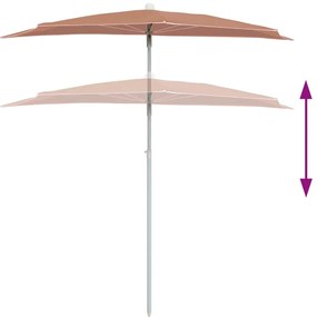 vidaXL Ομπρέλα Κήπου Μισή με Ιστό Τερακότα 180 x 90 εκ.