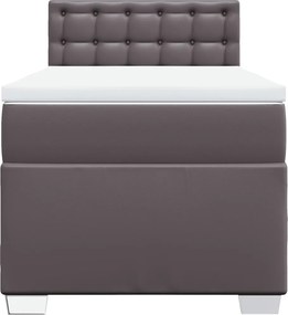 vidaXL Κρεβάτι Boxspring με Στρώμα Γκρι 80 x 200 εκ. Συνθετικό Δέρμα