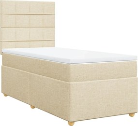 vidaXL Κρεβάτι Boxspring με Στρώμα Κρεμ 90x200 εκ.Υφασμάτινο