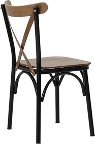 Καρέκλα "NORA" σε χρώμα καρυδί/μαύρο 40x43x85