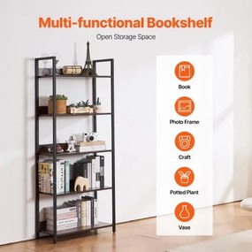 VEVOR Metal Bookshelf Open Bookshelf 5-Tier for Living room Bedroom &amp; Office