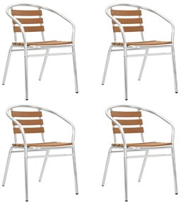 vidaXL Καρέκλες Κήπου Στοιβαζόμενες 4 τεμ. Ασημί από Αλουμίνιο και WPC