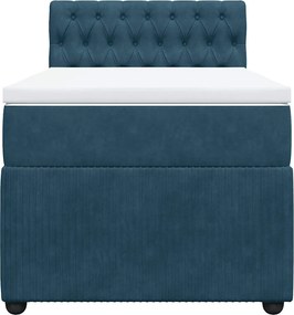 vidaXL Κρεβάτι Boxspring με Στρώμα Μπλε 100x200 εκ. Βελούδινο