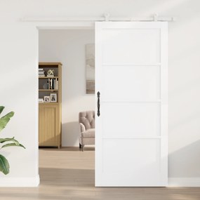 vidaXL Συρόμενη Πόρτα με Σετ Εξαρτημάτων "ORKDAL" Λευκή Συμπαγές Ξύλο Πεύκο