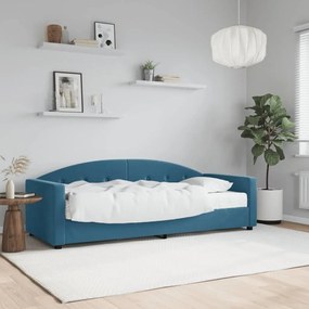 Καναπές Κρεβάτι με Στρώμα Μπλε 80 x 200 εκ. Βελούδινος - Μπλε