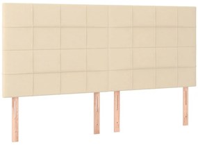 vidaXL Κρεβάτι Boxspring με Στρώμα &amp; LED Κρεμ 160x200 εκ. Υφασμάτινο