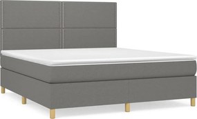 vidaXL Κρεβάτι Boxspring με Στρώμα Σκούρο Γκρι 180x200 εκ Υφασμάτιν