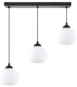 KQ 8865-3 SWIRL BLACK PENDANT WITH WHITE GLASSES Ε3