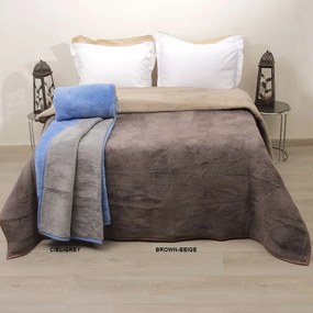 Κουβέρτα Δίχρωμη Polycotton Ciel-Grey Viopros Υπέρδιπλo 210x240cm Acrylic, Polyester