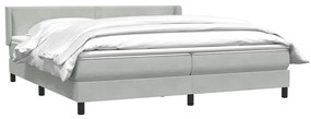 Κρεβάτι Boxspring με Στρώμα Ανοιχτό Γκρι 180x210 εκ. Βελούδινο - Γκρι