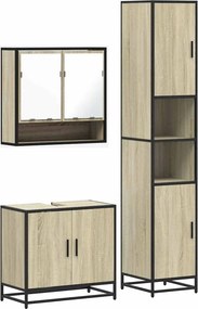 vidaXL Σετ Επίπλων Μπάνιου 3 Τεμαχίων Sonoma Δρυς Επεξεργασμένο Ξύλο
