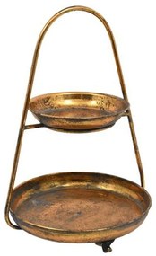 Διακοσμητικός Δίσκος Διώροφος 149-223-026 31x29,5x45cm Bronze Metal