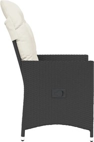 vidaXL Πολυθρόνες Κήπου Ανακλ/νες 2 τεμ. Μαύρες Συνθ. Ρατάν+Μαξιλάρια