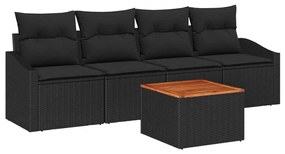 vidaXL Σετ Καναπέ Κήπου 5 pcs Μαύρο