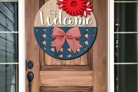 Intra απο ξύλο plywood 3mm-4mm πάχος – Patriotic Welcome Sign Cut Laser Δίασταση 40x30 cm INTRAFABR-101854824
