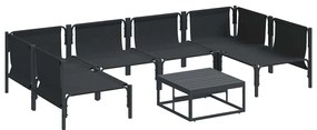 vidaXL Σετ Καναπέ Κήπου με μαξιλάρι 7 pcs Μαύρο Ατσάλι