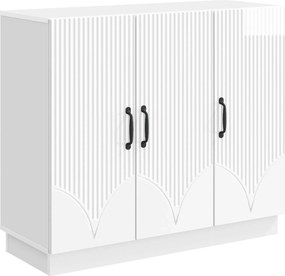 vidaXL Πλαϊνό γραφείο Γυαλιστερό Λευκό 89 x 34,5 x 77 εκ.
