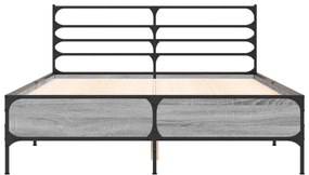 vidaXL Πλαίσιο Κρεβατιού Γκρι Sonoma 120x200 εκ. Επεξ. Ξύλο & Μέταλλο