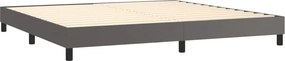 vidaXL Κρεβάτι Boxspring με Στρώμα Γκρι 200x200 εκ. Συνθετικό Δέρμα