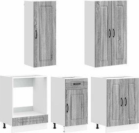 vidaXL Μονάδα κουζίνας KALMAR 5 pcs Γκρι Sonoma Επεξεργασμένο Ξύλο