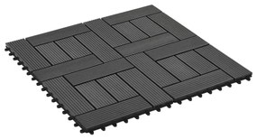 Πλακάκια Deck 11 τεμ. Μαύρα 30 x 30 εκ. 1 μ² από WPC - Μαύρο