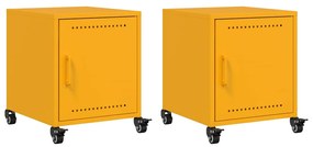 vidaXL Κομοδίνα 2 τεμ. Μουσταρδί 36x39x43,5 εκ. από Χάλυβα