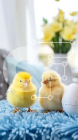 Intra Συλλεκτικό Ξύλινο Παζλ Plywood 4mm - Πασχαλινοί νεοσσοί και αυγό σε μπλε κουβέρτα Σε Ξύλινο Κουτί - Διαστάσεις: 10x10 cm – 25 κομμάτια