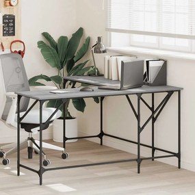 vidaXL Γραφείο Γκρι Sonoma 149x149x75 εκ. από Επεξεργασμένο Ξύλο