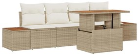 vidaXL Σέτ φαγητού για κήπο 5 pcs Μπεζ, Κρέμα 100 x 55 x 73 εκ