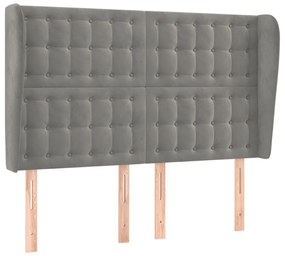 Κεφαλάρι με Πτερύγια Ανοιχτό Γκρι 147x23x118/128 εκ. Βελούδινο - Γκρι