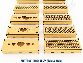 Σετ των 2 Intra απο ξύλο plywood 3mm-4mm πάχος 10 Διακοσμητικά κουτιά δώρου κοπής με λέιζερ Δίασταση 15x15 cm INTRAFABR-119431031