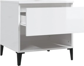vidaXL Βοηθητικό Τραπέζι Γυαλιστ. Λευκό 50x46x50εκ. Επεξεργασμένο Ξύλο