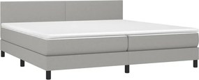 vidaXL Κρεβάτι Boxspring με Στρώμα &amp; LED Αν.Γκρι 200x200εκ. Υφασμάτινο