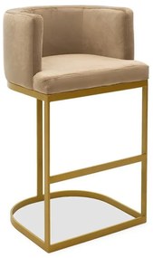 Bar stool Viv beige velvet - golden metal 54x50x95cm 54x50x95 εκ.