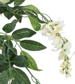 vidaXL Γλισίνια Τεχνητή 840 Φύλλα Πράσινο / Λευκό 120 εκ.