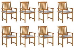 Καρέκλες Κήπου 8 τεμ. από Μασίφ Ξύλο Ακακίας με Μαξιλάρια - Καφέ