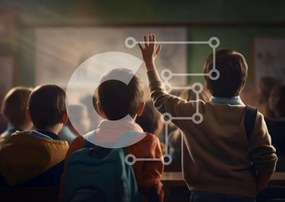 Intra Συλλεκτικό Ξύλινο Παζλ Plywood 4mm - Τάξη με δεσμευμένους μαθητές και σήκωμα χεριών Σε Ξύλινο Κουτί - Διαστάσεις Puzzle: 10x10 cm – 25 κομμάτια