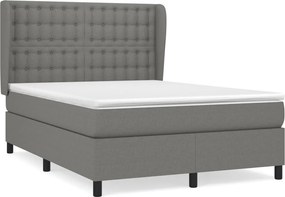 vidaXL Κρεβάτι Boxspring με Στρώμα Σκούρο Γκρι 140x190 εκ. Υφασμάτινο