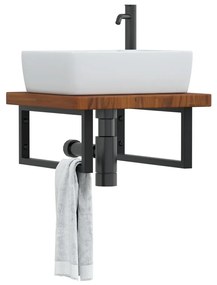 Ράφι Νιπτήρα Τοίχου από Ατσάλι / Μασίφ Ξύλο Δρυός