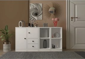 Stewehome Κονσόλα με ράφι ντουλάπι και συρτάρια Λευκό 131x40x130 cm