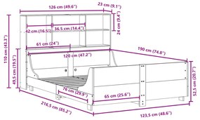 Κρεβάτι Βιβλιοθήκη Χωρίς Στρώμα Καφέ 120x190 εκ Μασίφ Πεύκο - Λευκό