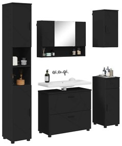 vidaXL Σετ Επίπλων Μπάνιου με συρτάρι 5 pcs Μαύρο 30 x 35 x 192 εκ.