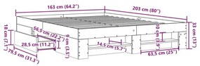 Πλαίσιο κρεβατιού χωρίς στρώμα 160x200 εκ. Επεξεργασμένο Ξύλο - Λευκό