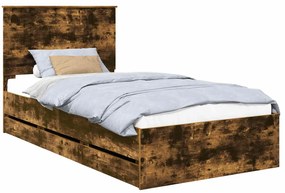 vidaXL Σκελετός Κρεβατιού Καπνιστό Δρύς 100 x 200 cm Μηχανήματος Ξύλο