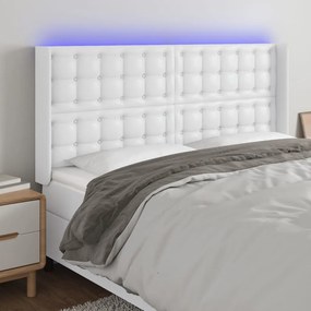 Κεφαλάρι Κρεβατιού LED Λευκό 183x16x118/128 εκ. Συνθετ. Δέρμα - Λευκό