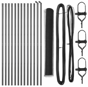 vidaXL Στύλος Περιφράξεων Γκρι 25 x 1 μ (13 mm πλέγμα) Ατσάλι