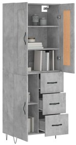 vidaXL Ντουλάπι Γκρι Σκυροδέματος 69,5x34x180 εκ. Επεξεργασμένο Ξύλο